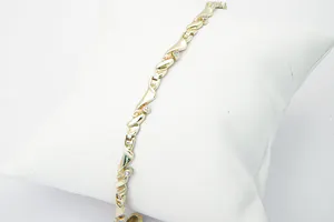 Chique gouden (14krt) & diamanten (0.10ct) "Slinger / Guirlande" armband kopen? Bied vanaf 230!