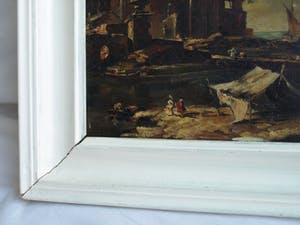 Niet of onleesbaar gesigneerd - Olieverf op doek , “Burcht aan Zee” – ingelijst kopen? Bied vanaf 10!