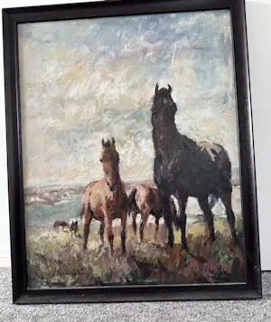 Jan Groenestein - Paarden op een dijk. kopen? Bied vanaf 350!