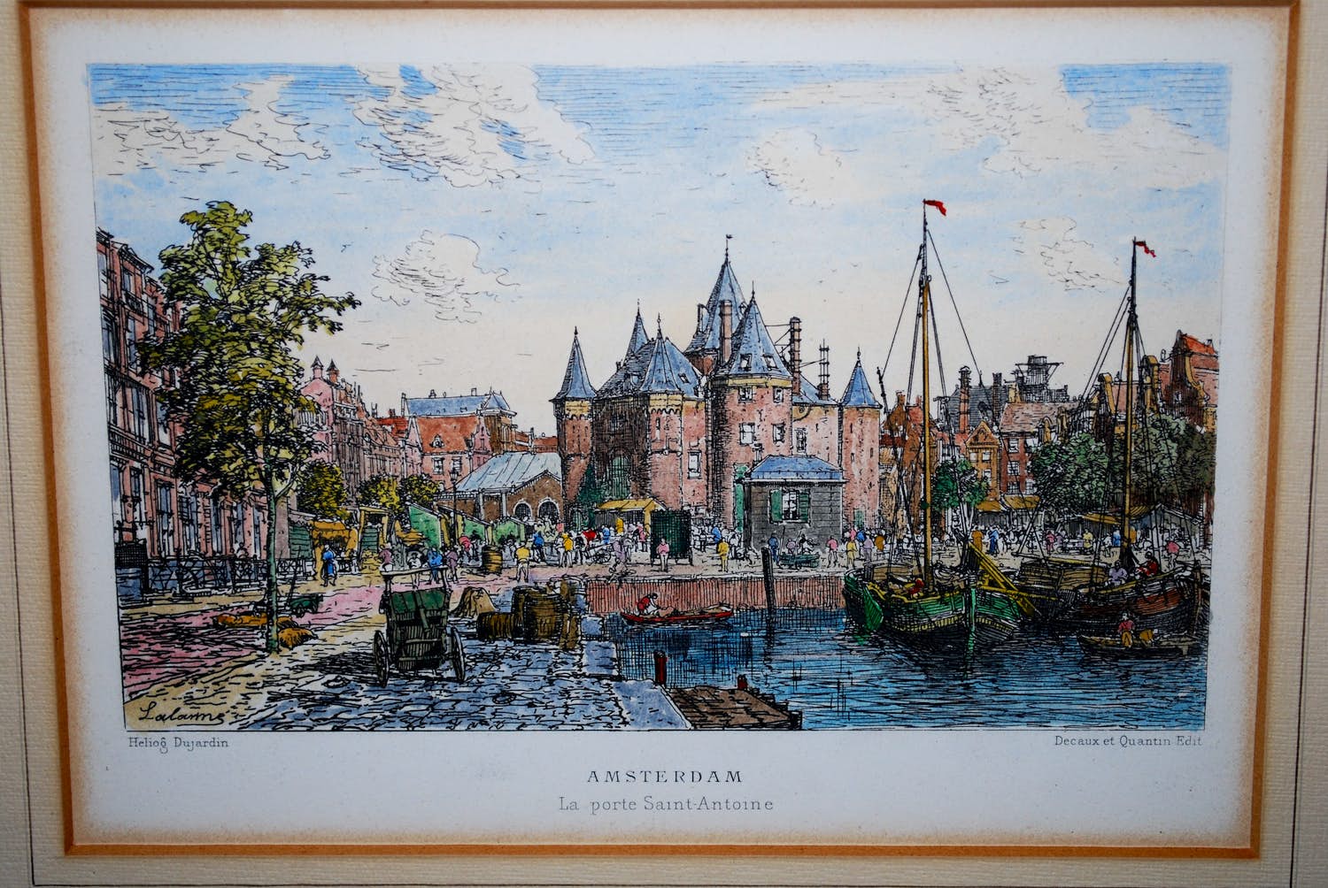 Maxime Lalanne - Amsterdam 1881, de Waag, handgekleurd. verkocht voor € 30!