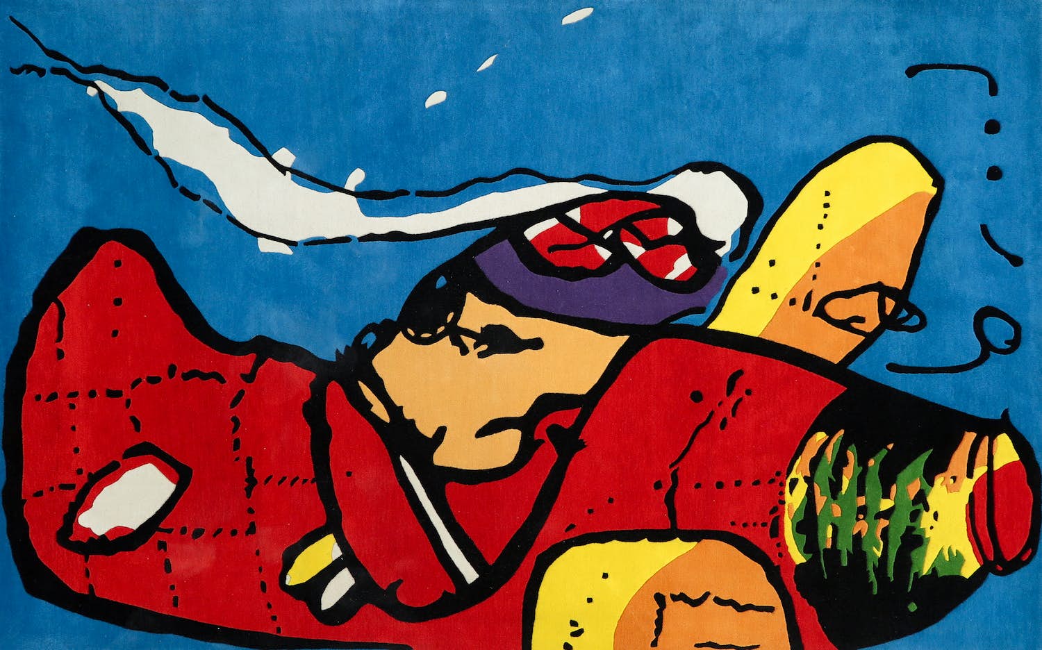 Herman Brood - Scheerwollen kleed, Vliegtuig (Zeer groot) verkocht voor € 850!