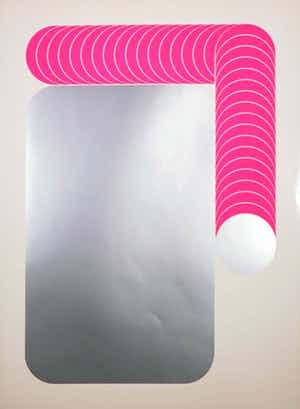 Thomas Lenk - Zeefdruk, Abstract-geometrische compositie in roze en zilver verkocht voor € 1!