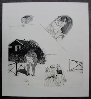 Kees Spermon - Ets/aquatint: Family scene - 1970 kopen? Bied vanaf 49!
