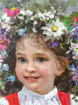 Vladimir Goussev - Portret van een meisje kopen? Bied vanaf 400!