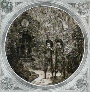 Ank Spronk - Ets: Twee kinderen uit een oude foto - 1979 verkocht voor € 50!