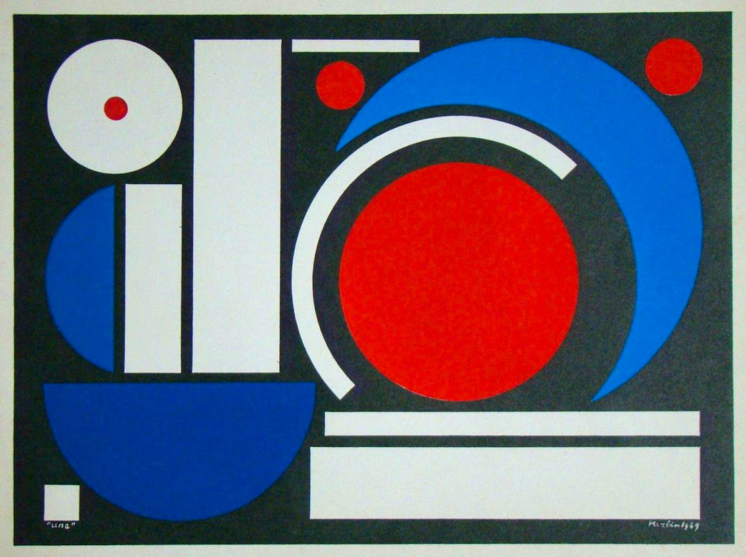 Auguste Herbin - Une - 1954 - Sjabloon in gouachekleuren - Gesigneerd en gedateerd - Atelier Renson kopen? Bied vanaf 400!