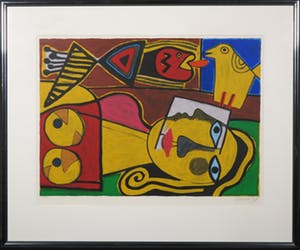 Corneille - Zeefdruk, Femme et l'oiseau jaune - Ingelijst kopen? Bied vanaf 250!