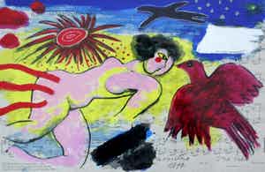 Corneille - Zeefdruk, Hommage aan Satie - 1989 verkocht voor € 225!