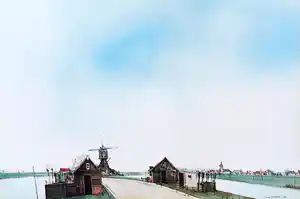 Ciano Siewert - Landschap met molen, tekening / aquarel verkauft für € 175!