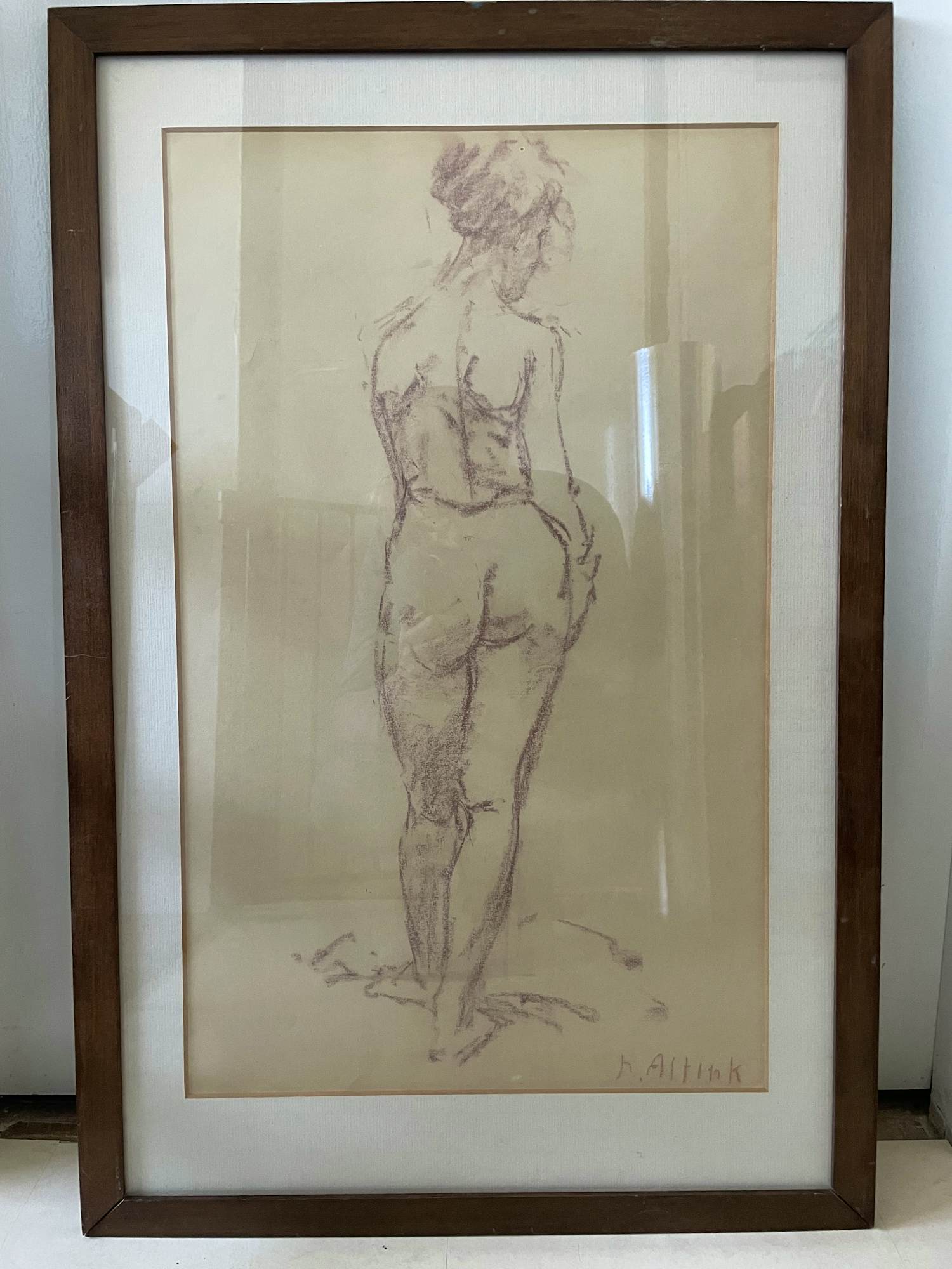 Jan Altink - Pastel - Staand Naakt Op De Rug Gezien verkocht voor € 220!