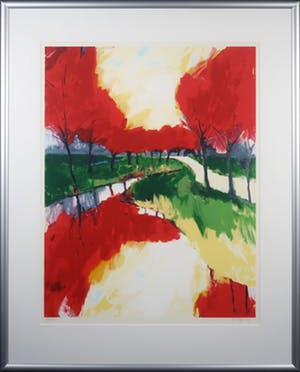 Gerda Elfring - Zeefdruk, Bomenlandschap - Ingelijst (Groot) kopen? Bied vanaf 35!