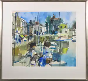 Rob Houdijk - Aquarel op papier, Geen titel - Ingelijst verkauft für € 200!