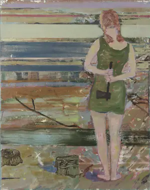 Karin Bos - Set van drie schilderijen (olieverf op doek), Showgirl I, III en Lumberjack girl kopen? Bied vanaf 100!