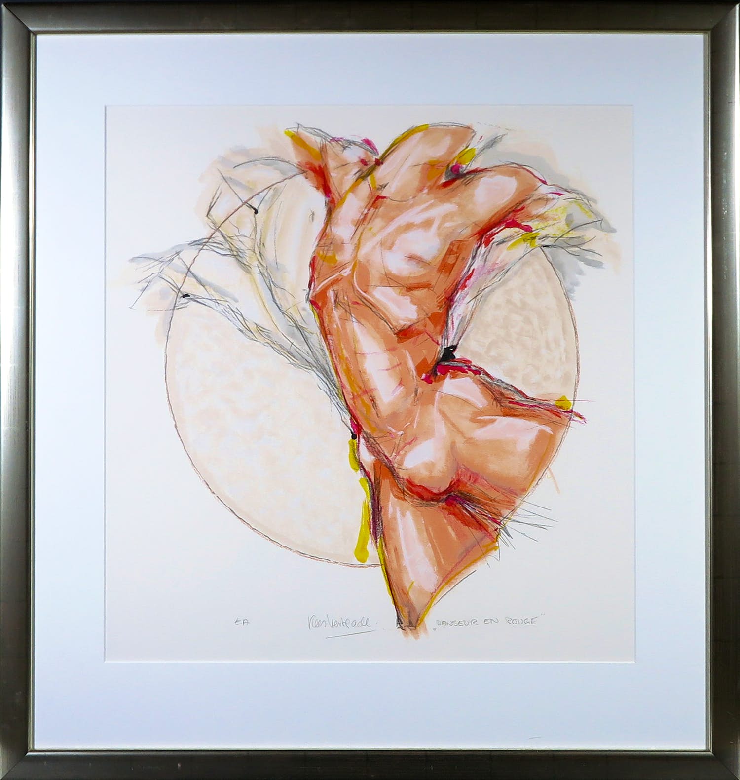 Kees Verkade - Zeefdruk, Danseur en rouge - Ingelijst (Groot) verkocht voor € 1!