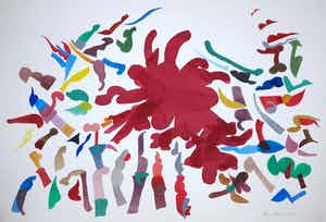 Henri Plaat - Gouache, Zonder titel (Groot) verkocht voor € 80!