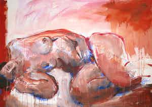 Franscz Witte - Acryl op papier, Liggend naakt verkocht voor € 70!