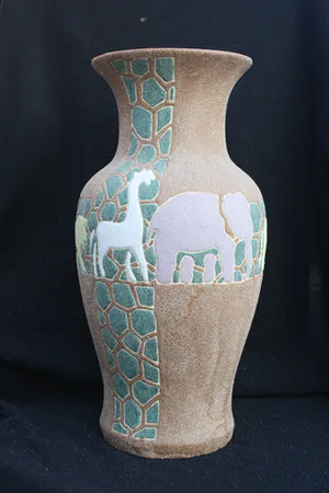 Niet of onleesbaar gesigneerd - Prachtige Grote Zeldzame Kunsternaars Zand-Vaas. kopen? Bied vanaf 1!