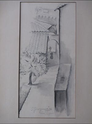 Lode Sengers - San Gimignano straatbeeld - Tekening kopen? Bied vanaf 150!