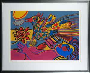 Corneille - Zeefdruk, Zonder titel - Ingelijst (Groot) verkocht voor € 300!