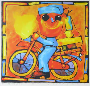 Ad Verstijnen - Zeefdruk, Delivery man - Ingelijst kopen? Bied vanaf 50!