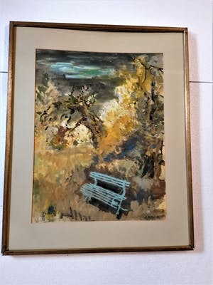 Gunnar Ditlefsen - GROOT WERK!! Bankje in bos met herfstkeuren kopen? Bied vanaf 60!