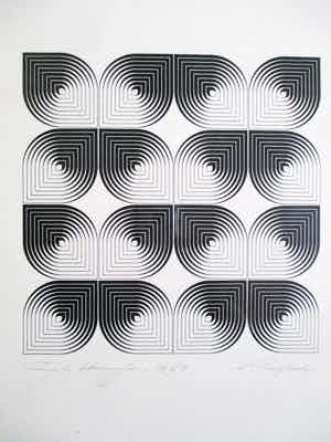 Niet of onleesbaar gesigneerd - Ingelijste zeefdruk, gesigneerd verkocht voor € 1!