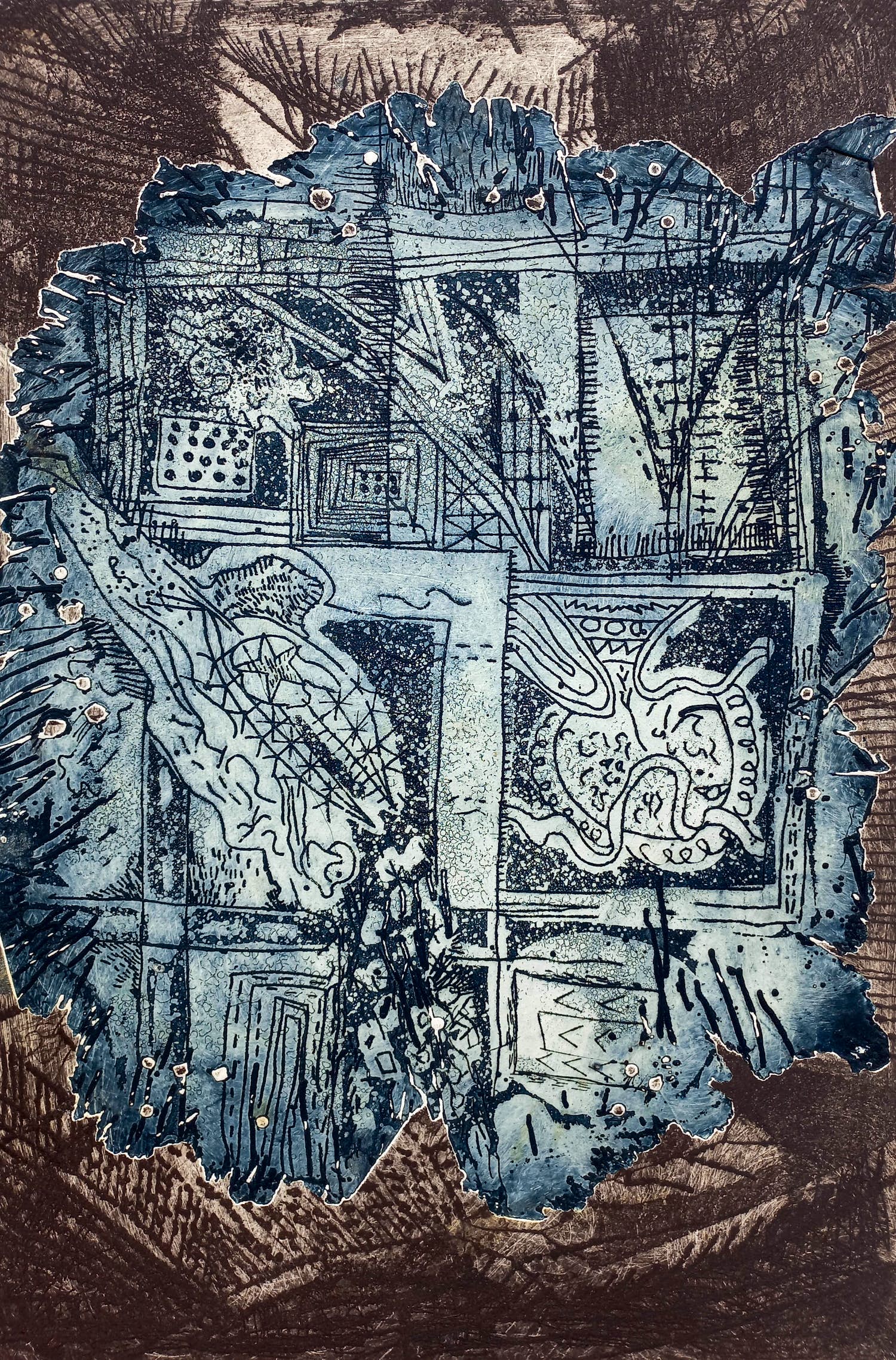 Kees Okx - East of the sun, aquatint ets verkocht voor € 35!