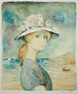 Bernard Charoy - Litho, Meisje op het strand kopen? Bied vanaf 1!