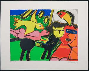 Corneille - Litho, Femme orange et l'oiseau jaune kopen? Bied vanaf 100!
