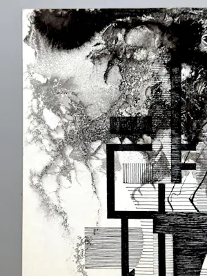 Eugène Eechaut - Inktcompositie, 1977 kopen? Bied vanaf 50!