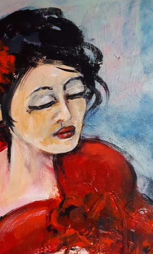 Anke Peddemors - flamenco rood 80x100 kopen? Bied vanaf 75!