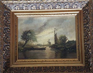 Willem Kroon - Landschap, met boot,zielboot, windmolen kopen? Bied vanaf 15!
