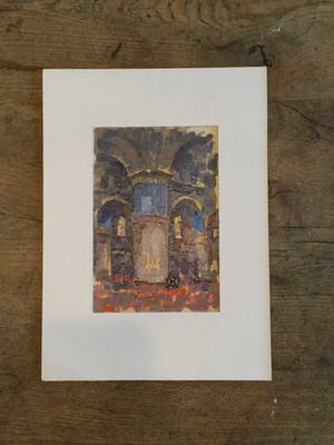 Buy Gerard Huijsser - C4992-20, Studie van een kerkinterieur? Bid from 45!