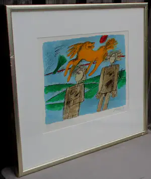 Corneille - Ingelijste zeefdruk: "Promenade C" - 1991 kopen? Bied vanaf 275!