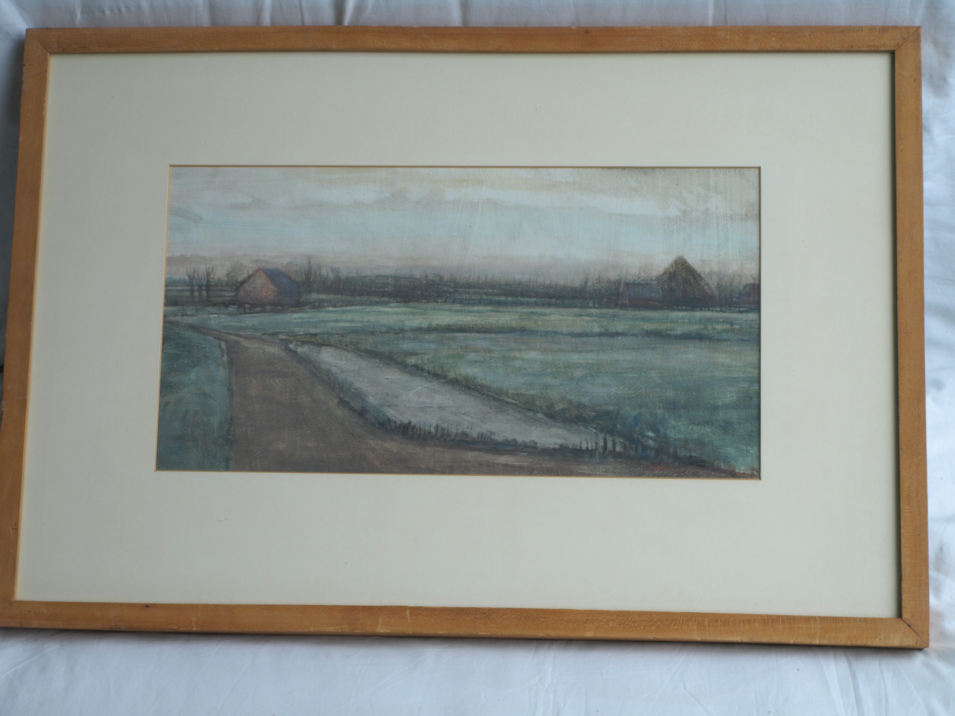 Henk Rijzinga - Aquarel , Winterlandschap – ingelijst – ca 1975  kopen? Bied vanaf 1!