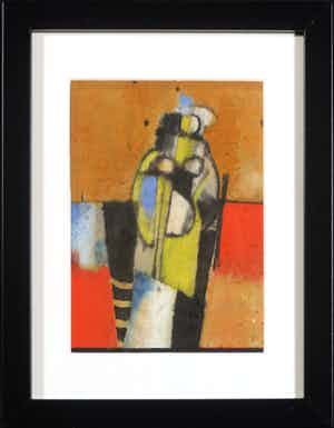 Dirkjan Ribbeling - Pastel en inkt, Gestalte - Ingelijst verkocht voor € 35!