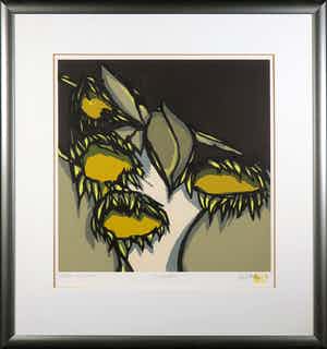 Fon Klement - Boardsnede, Tournesols - Ingelijst verkocht voor € 120!