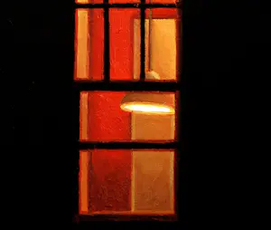 Gerard Boersma - Night Window 8 (Schilderij van verlicht raam in de nacht ) kopen? Bied vanaf 125!