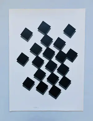 Willem Hussem - Compositie met zwart en grijze blokjes kopen? Bied vanaf 225!