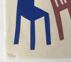 Klaas Gubbels - houtdruk ‘Stilleven met drie stoelen ’ - 2000 - oplage 30 kopen? Bied vanaf 350!