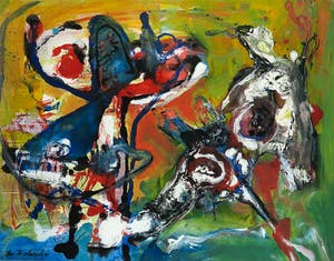 Jan te Wierik - Olie- en acrylverf op papier, Zonder titel - Ingelijst (Groot) kopen? Bied vanaf 850!