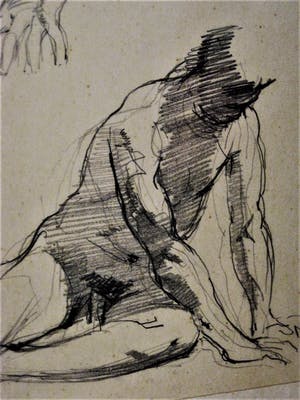 Jan Battermann - Vroege Figuratieve potloodtekening - studie mannelijk Naakt - gesigneerd kopen? Bied vanaf 10!