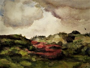 Jaap Sax - Bergense School - Aquarel - regenwolken boven Kennemerduinen - gesigneerd kopen? Bied vanaf 30!
