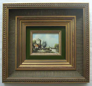 Jens Joppe - Miniatuurschilderij “Dorpje a/h water” , olieverf op panneel – 7 x 9 cm. kopen? Bied vanaf 100!