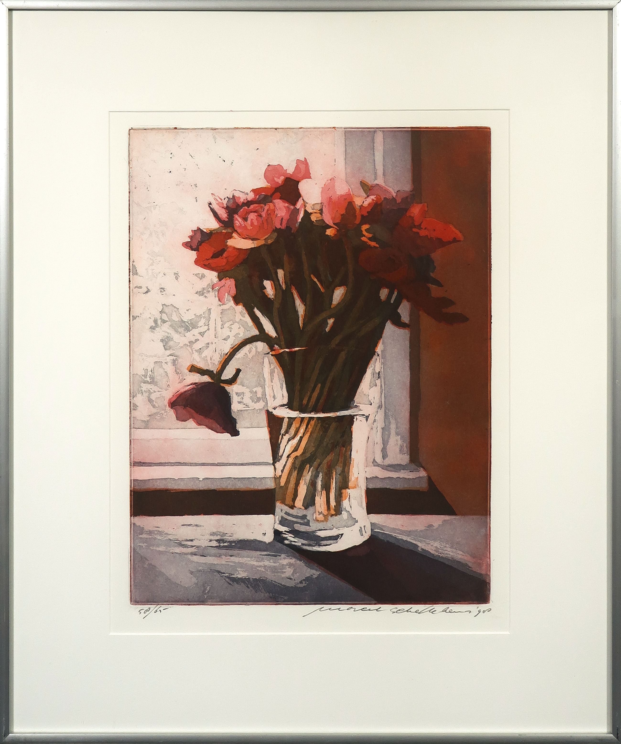 Marcel Schellekens - Kleurenets, Annemoontjes II - Ingelijst verkocht voor € 50!