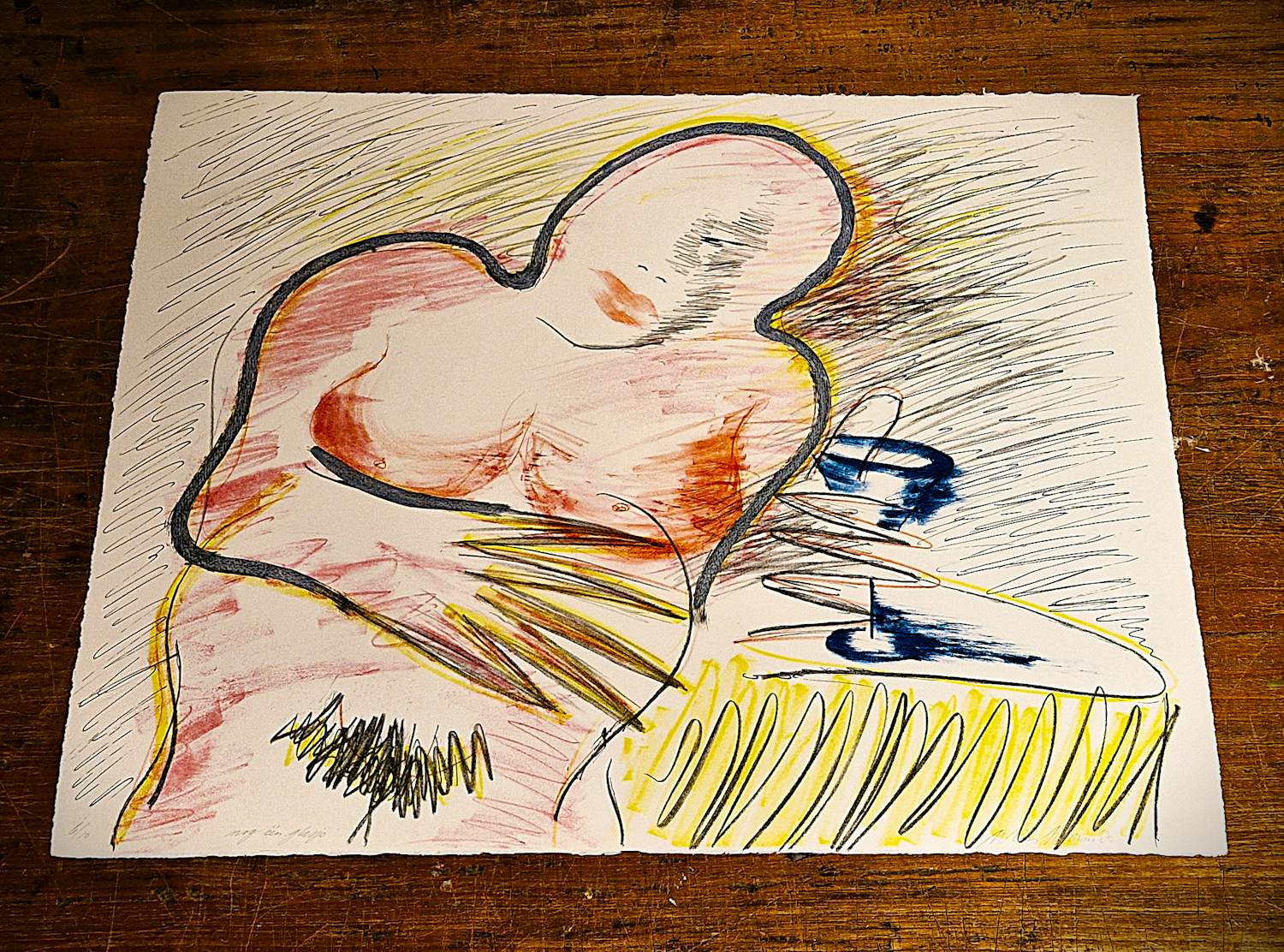 Wim Worm - Grote karikaturale kleuren Ets & aquatint "nog 1 glaasje" zeer kleine oplage (5) kopen? Bied vanaf 36!