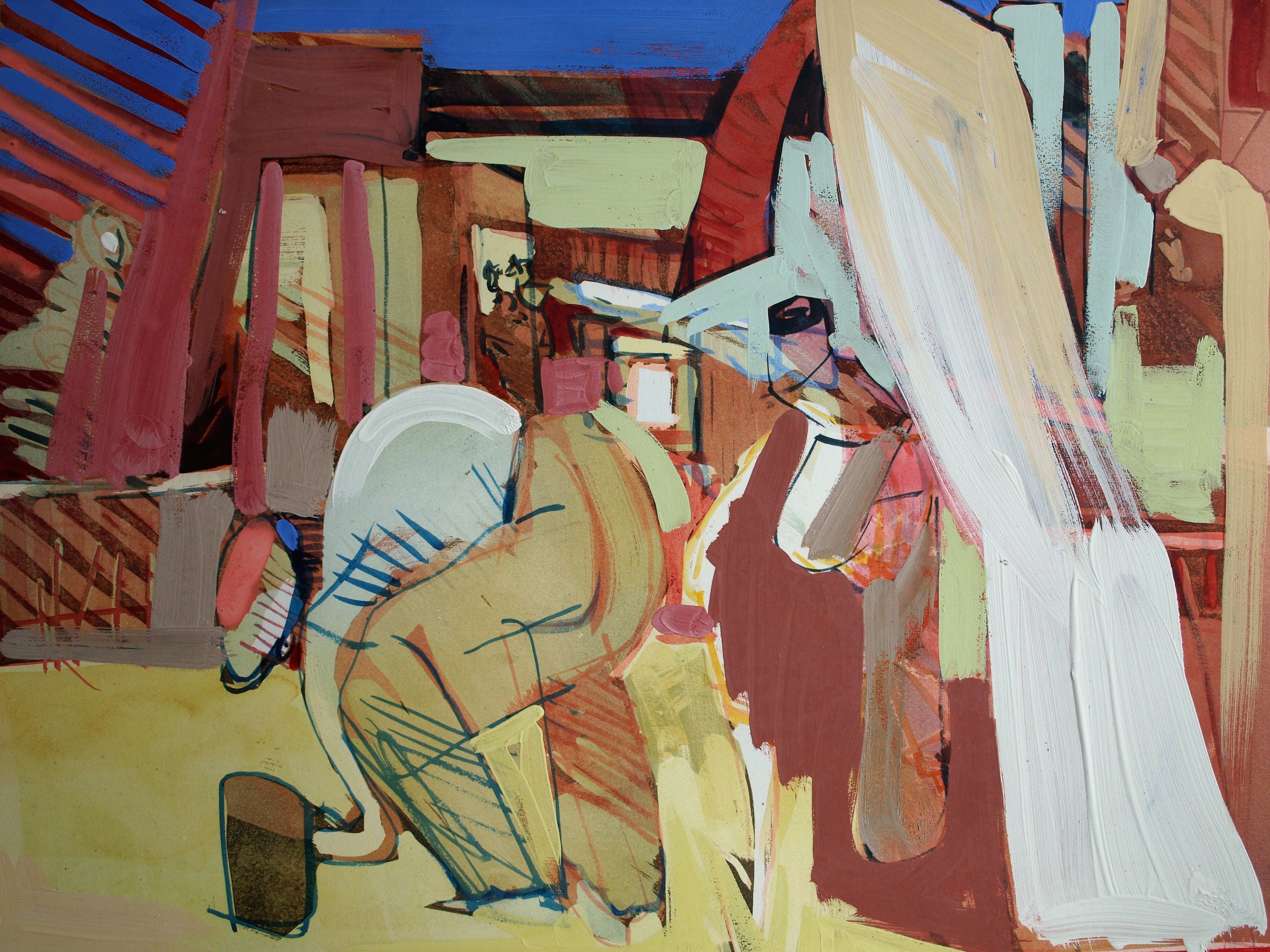 Paulus Kamp - olieverf op board , Er niet onder Gebukt gaan – Groot - 1988  verkocht voor € 1!