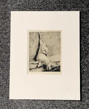 Willem Hendrik Bik - 1915 - fraaie Epr. d'Artiste droge naald Ets "Konijn" potloodgesigneerd kopen? Bied vanaf 25!