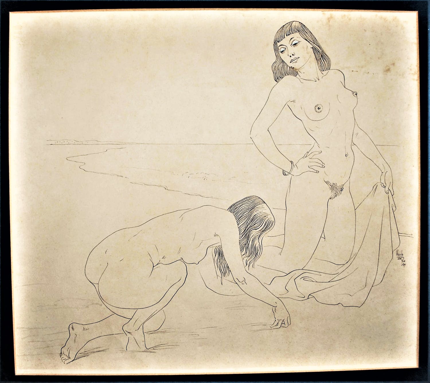 Huib de Ru - twee naakte vrouwen op het strand verkocht voor € 150!