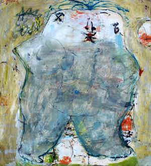 Eugene Brands - olieverf op papier: vrouwelijk idool - 1958 (zeer groot!) verkocht voor € 2750!